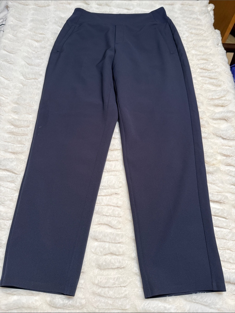 Athleta Navy Straight-Leg Trousers